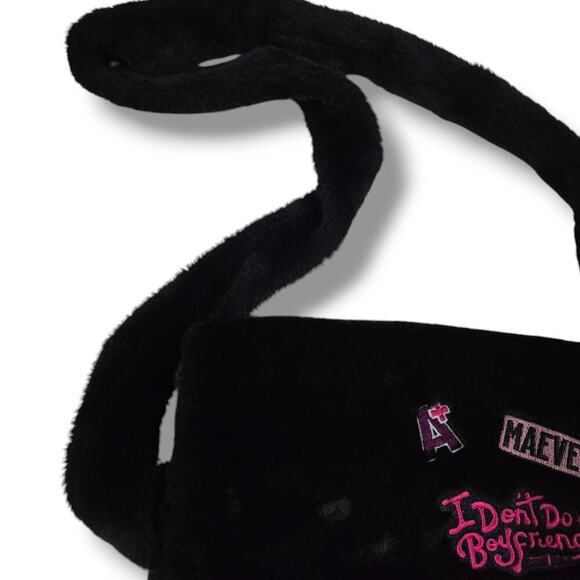 Netflix Sex Education collection by H&M crossbody strap faux fur black bag - Picture 2 of 6